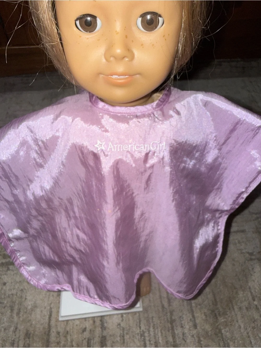 American Girl purple salon cape